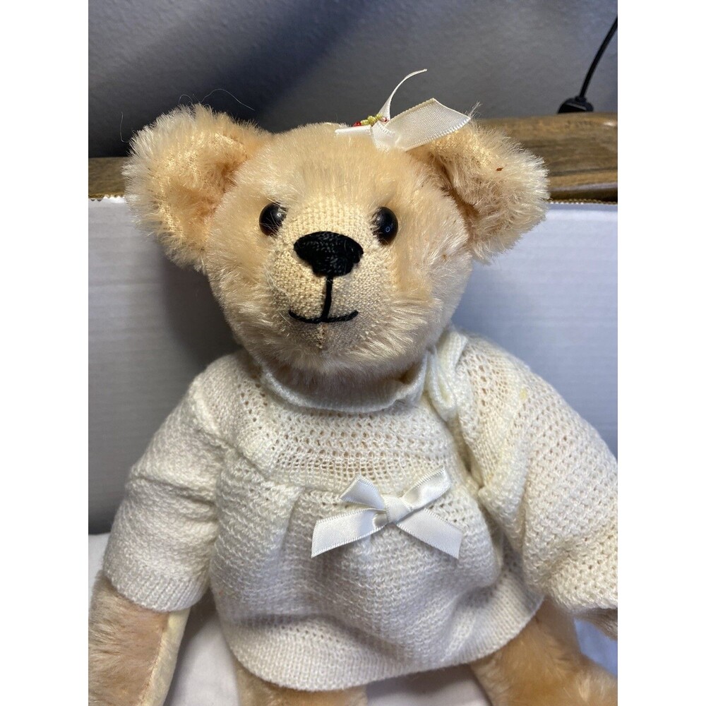 Teddy Bear  Small Mohair Jointed Teddy Bear with Glass Eyes & Sweater